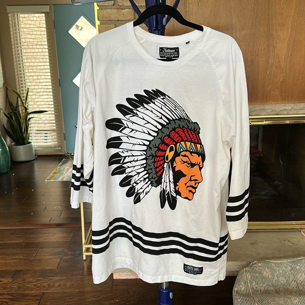 Hustlegang white 3/4 sleeve shirt 3X
